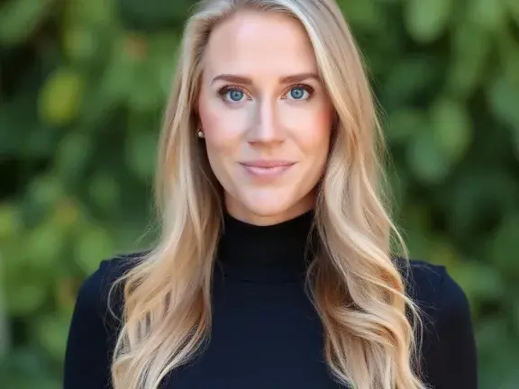 Headshot of Courtney Huffman in front of hedges